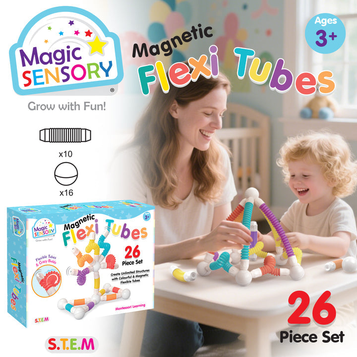 Load image into Gallery viewer, Magnetic Flexi Tubes 26 Piece Set
