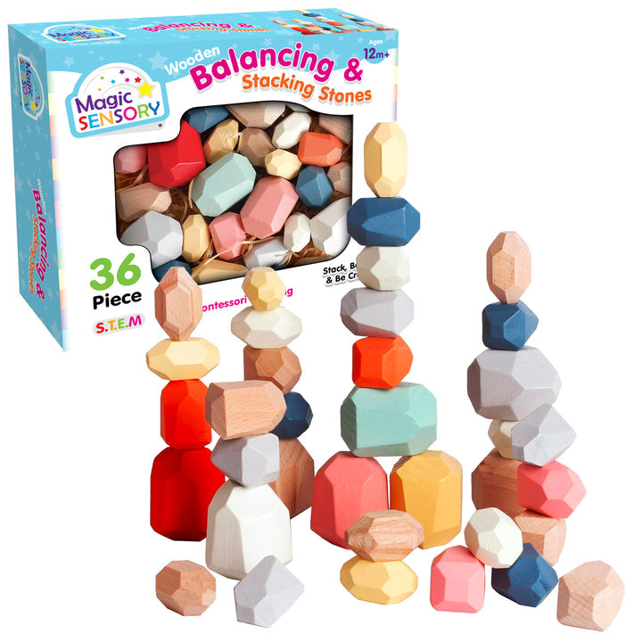Load image into Gallery viewer, 36 Piece Wooden Balancing &amp; Stacking Stones
