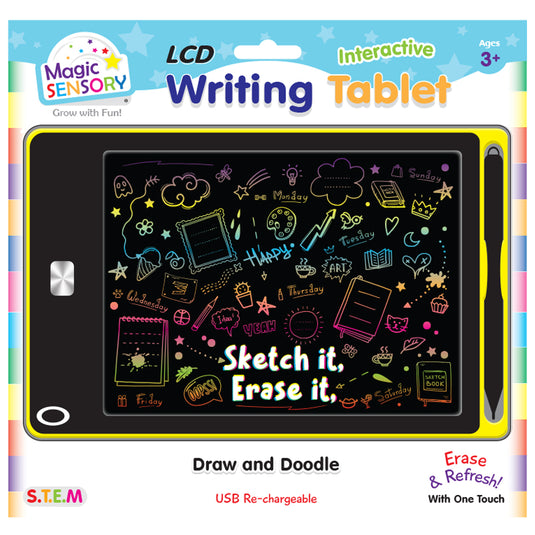 8.5" Interactive LCD Writing Tablet - Yellow Doodle (USB Rechargeable)