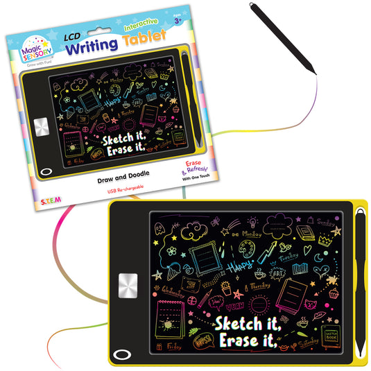 8.5" Interactive LCD Writing Tablet - Yellow Doodle (USB Rechargeable) - view 5