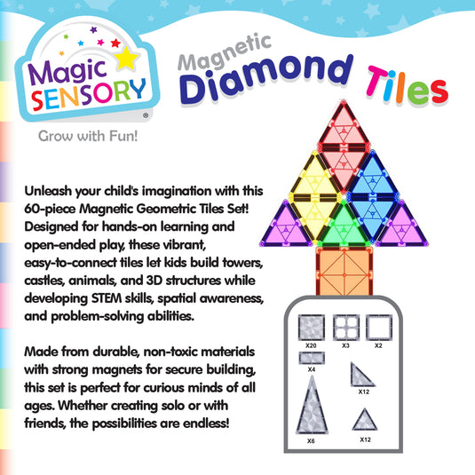 Magnetic Diamond Tiles 60 Piece Set