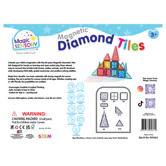 Magnetic Diamond Tiles 60 Piece Set