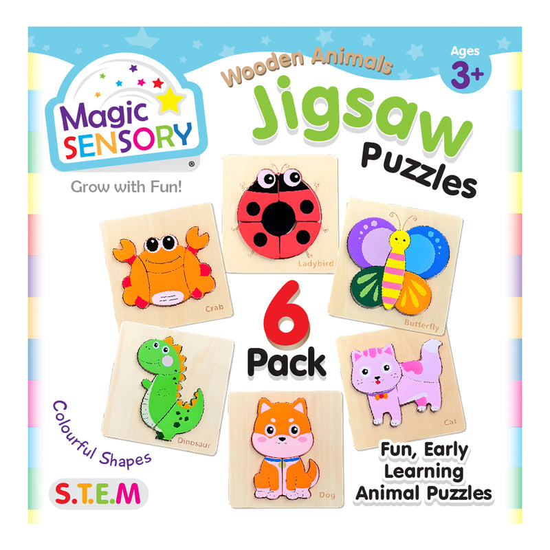 Load image into Gallery viewer, Wooden Animals Jigsaw Puzzle 6 Pack
