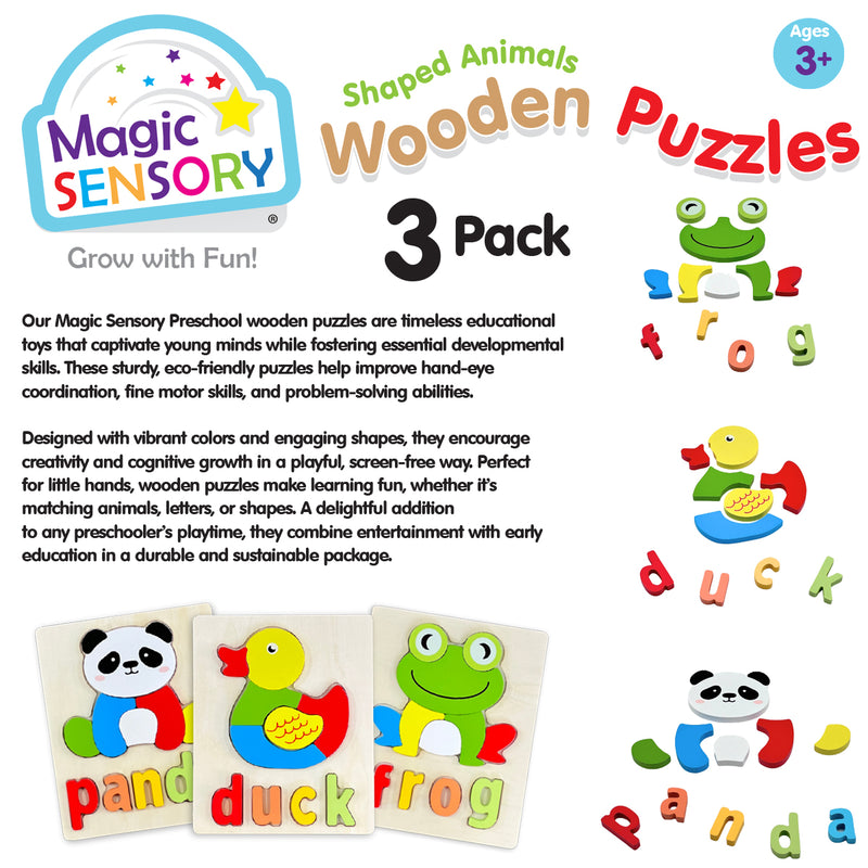 Load image into Gallery viewer, Shaped Animals Wooden Puzzles Triple Pack
