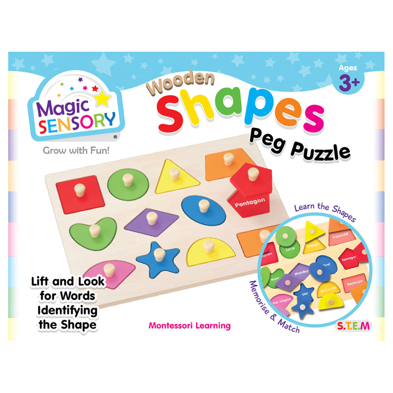 Load image into Gallery viewer, Wooden Shapes Peg Puzzle
