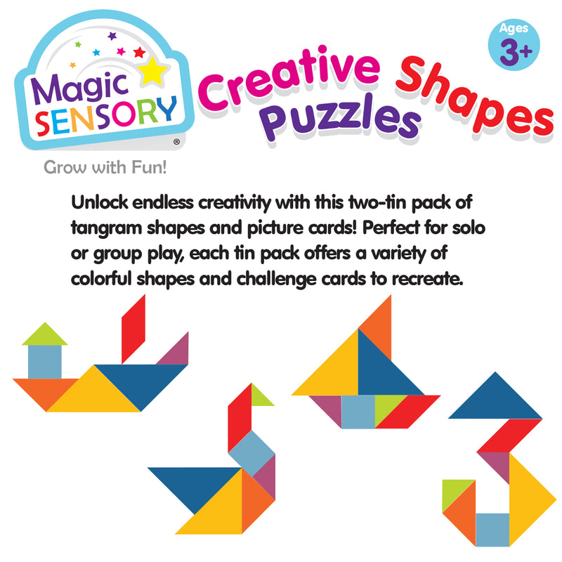 Load image into Gallery viewer, Examples of tangram shapes arranged into a boat, swan, bird and number 3 design
