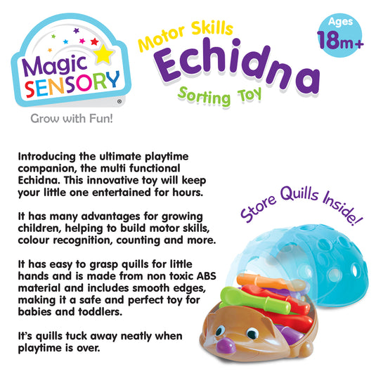 Product description panel explaining quill storage and fine motor skill features