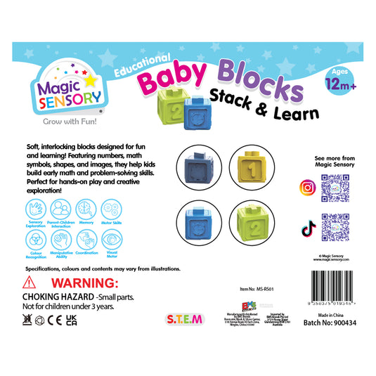 Soft Stacking Blocks 12 Piece - Numbers & Counting Fun - view 8