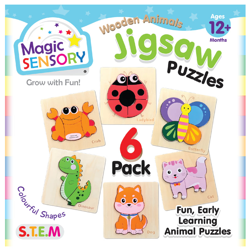 Load image into Gallery viewer, Six wooden animal puzzle boards displayed in a grid on a plain background
